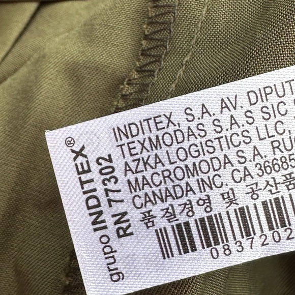 Zara Wide Leg Culotte Olive Colored Pants Size XS - Picture 4 of 7